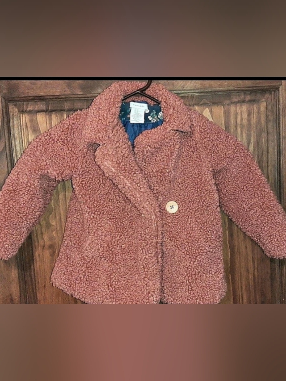 Tahari Rose Pink Faux Fur Teddy Coat Like New 3t